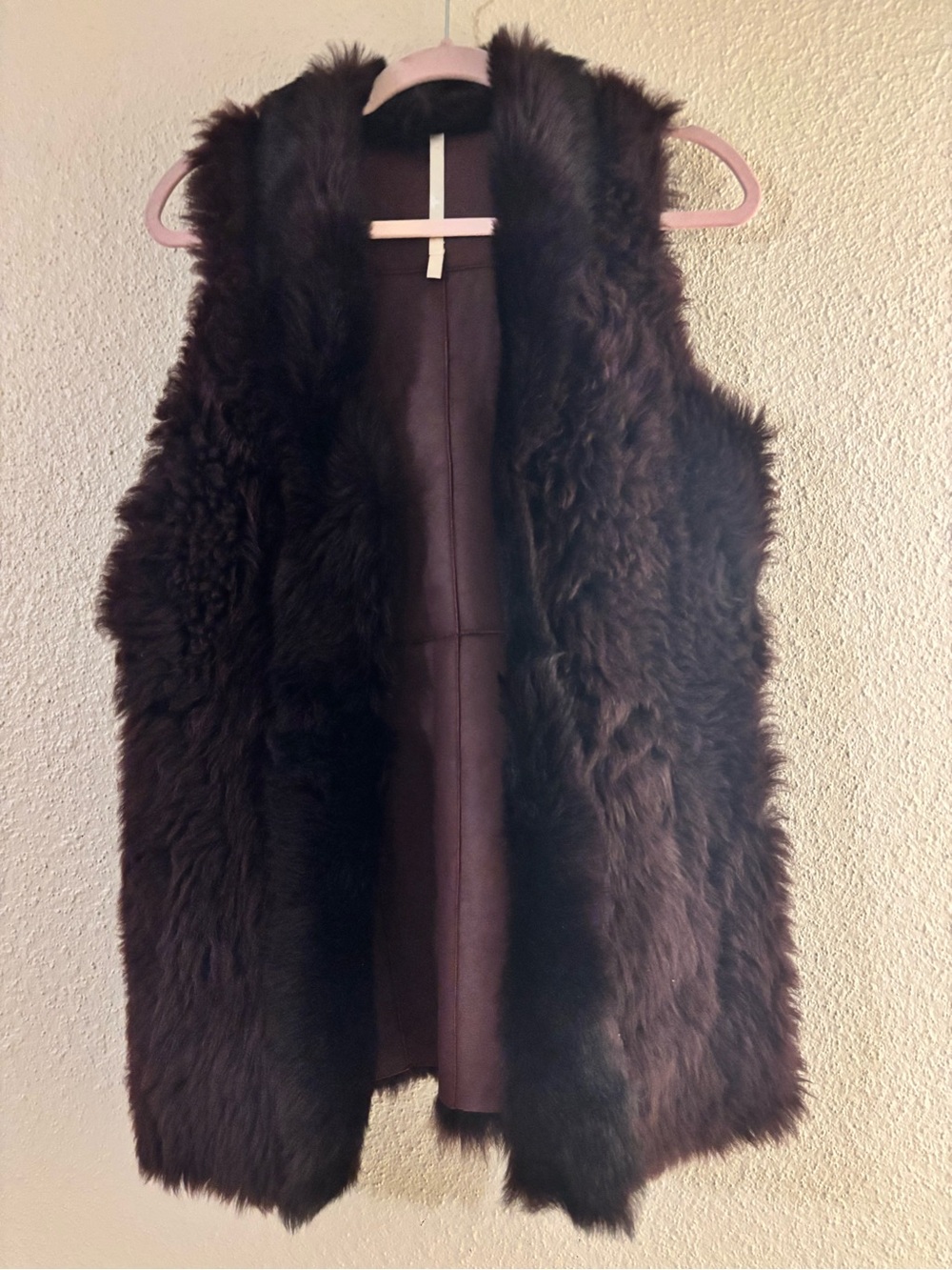 Truth and Pride Fur Vest Lamb Shearling Burgandy S
